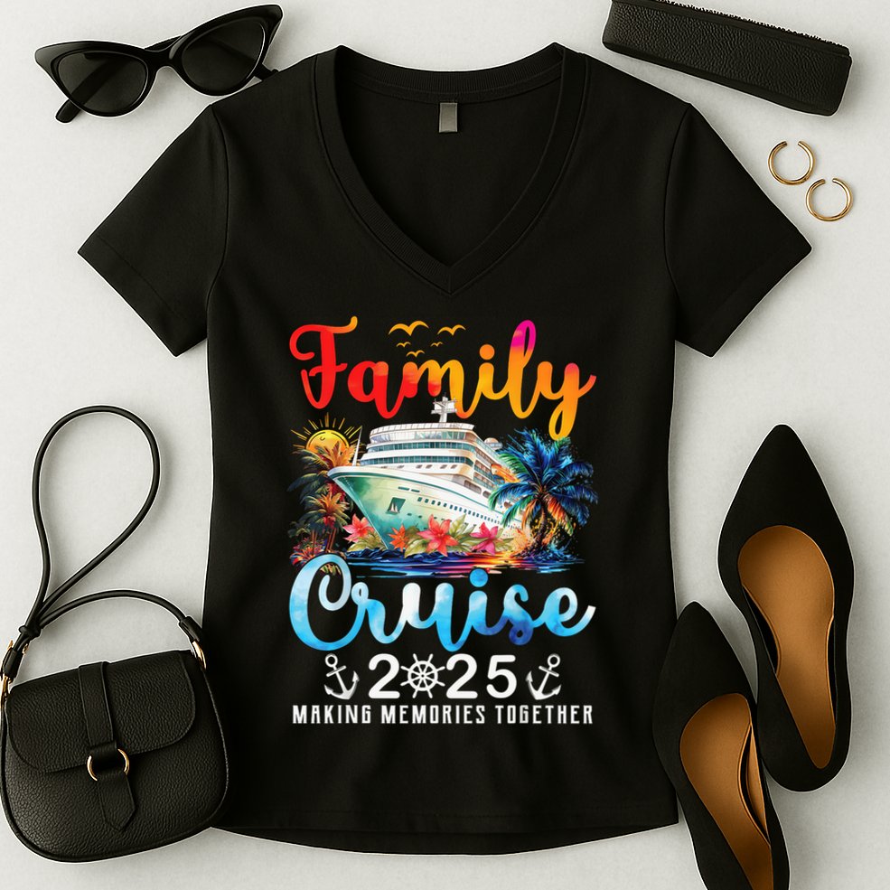 Family Cruise 2025 Vacation Trip Family Matching Cruise Ship Women's V-Neck T-Shirt