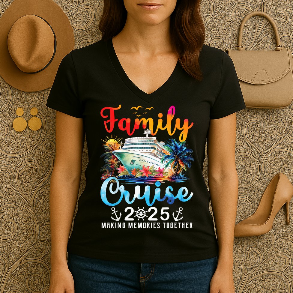 Family Cruise 2025 Vacation Trip Family Matching Cruise Ship Women's V-Neck T-Shirt