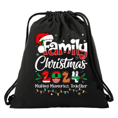 Family Christmas 2024 Matching Outfit Xmas Squad Santa Drawstring Bag