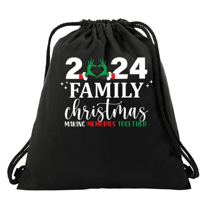 Family Christmas 2024 Making Memories Together Drawstring Bag