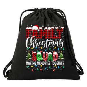 Family Christmas 2024 Matching Squad Santa Red Plaid Xmas Drawstring Bag