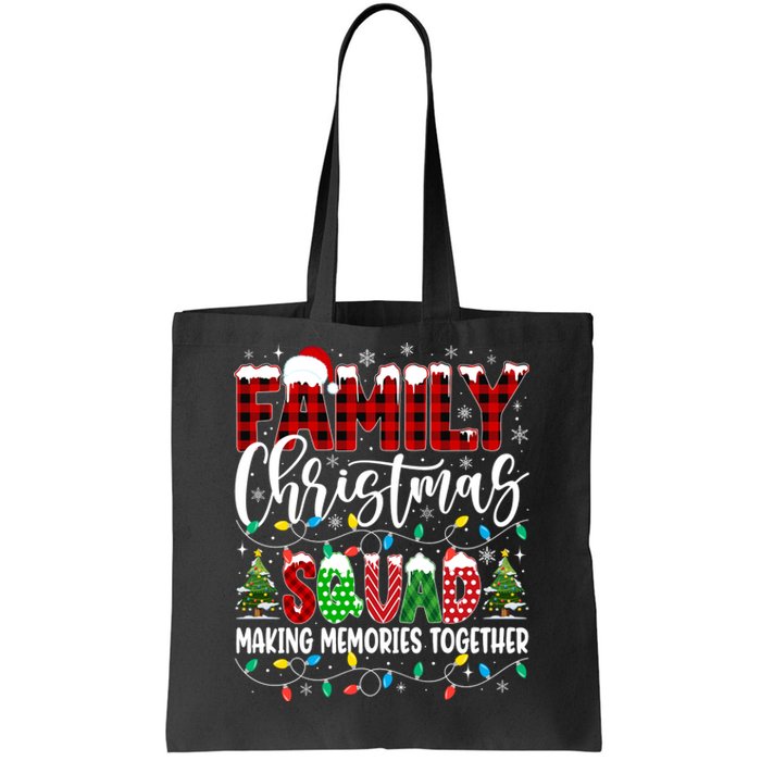 Family Christmas 2024 Matching Squad Santa Red Plaid Xmas Tote Bag