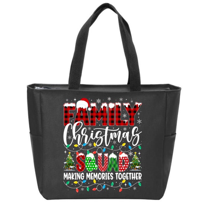 Family Christmas 2024 Matching Squad Santa Red Plaid Xmas Zip Tote Bag