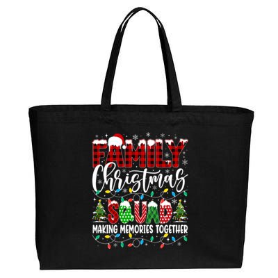 Family Christmas 2024 Matching Squad Santa Red Plaid Xmas Cotton Canvas Jumbo Tote