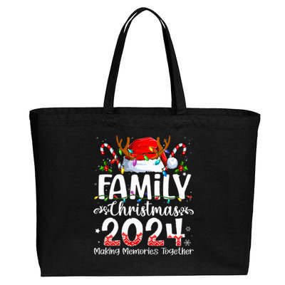 Family Christmas 2024 Matching Squad Santa Elf Funny Xmas Cotton Canvas Jumbo Tote