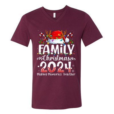 Family Christmas 2024 Matching Squad Santa Elf Funny Xmas V-Neck T-Shirt