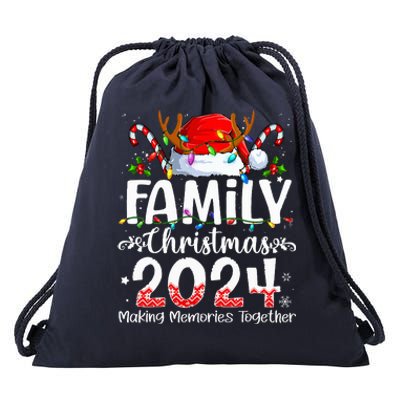 Family Christmas 2024 Matching Squad Santa Elf Funny Xmas Drawstring Bag