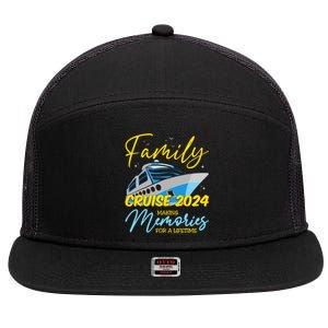 Family Cruise 2024 Sailing Cruising Vacation 2024 7 Panel Mesh Trucker Snapback Hat