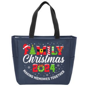 Family Christmas 2024 Matching Outfit Xmas Squad Santa Group Zip Tote Bag