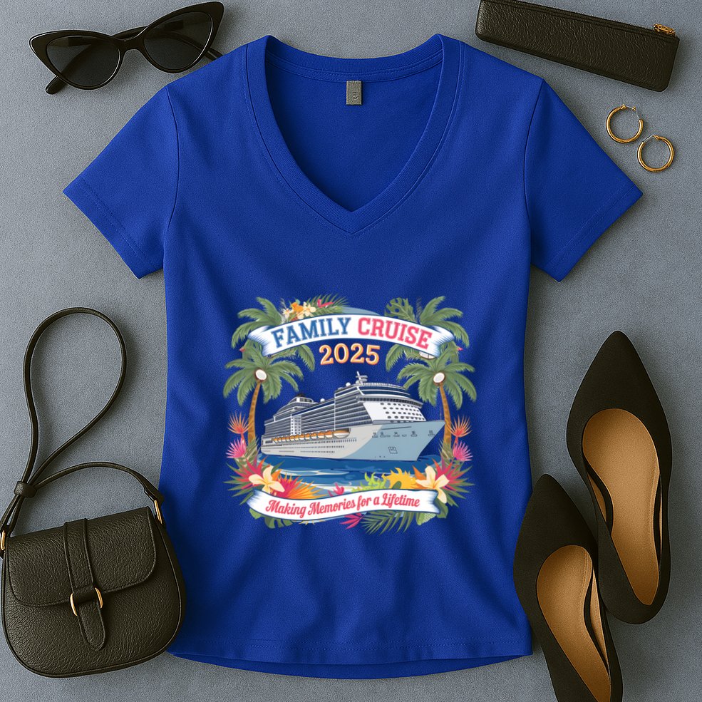 Family Cruise 2025 Vacation Trip Family Matching Cruise Ship Gift Women's V-Neck T-Shirt