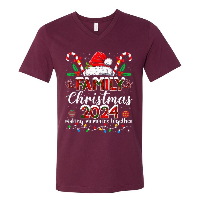 Family Christmas 2024 Matching Squad Santa Elf Funny Xmas V-Neck T-Shirt