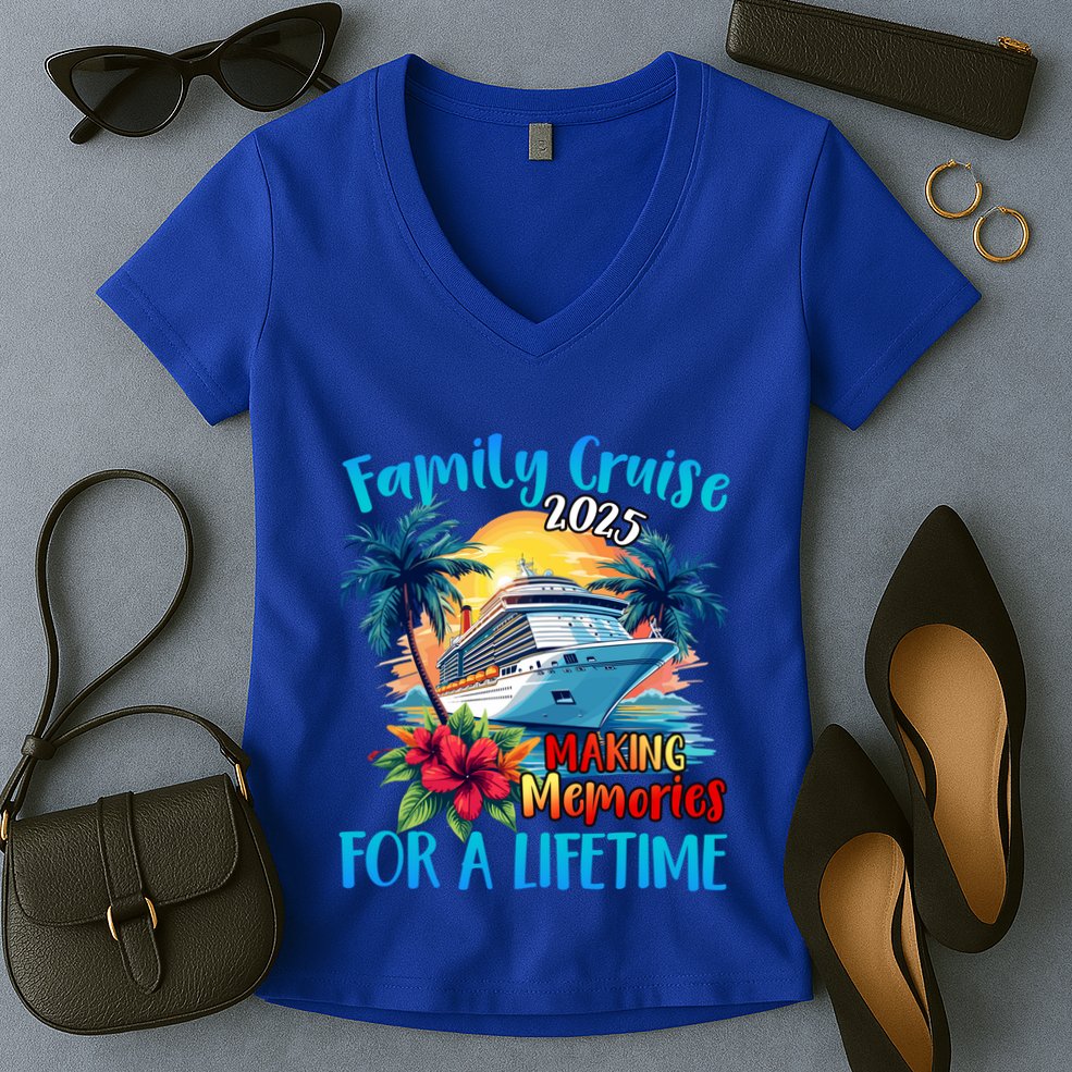 Family Cruise 2025 Vacation Trip Family Matching Cruise Ship Gift Women's V-Neck T-Shirt