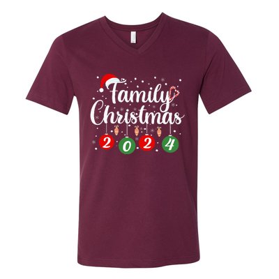 Family Christmas 2024 Xmas Holiday Pajamas Family Vacation V-Neck T-Shirt