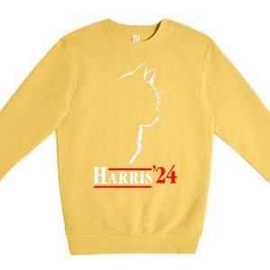 Funny Cat 2024 President Kamala Harris Cat Ladies For Kamala Gift Premium Crewneck Sweatshirt