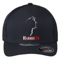 Funny Cat 2024 President Kamala Harris Cat Ladies For Kamala Gift Flexfit Unipanel Trucker Cap