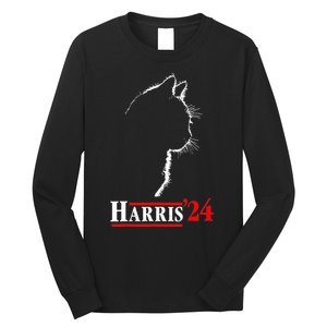 Funny Cat 2024 President Kamala Harris Cat Ladies For Kamala Gift Long Sleeve Shirt