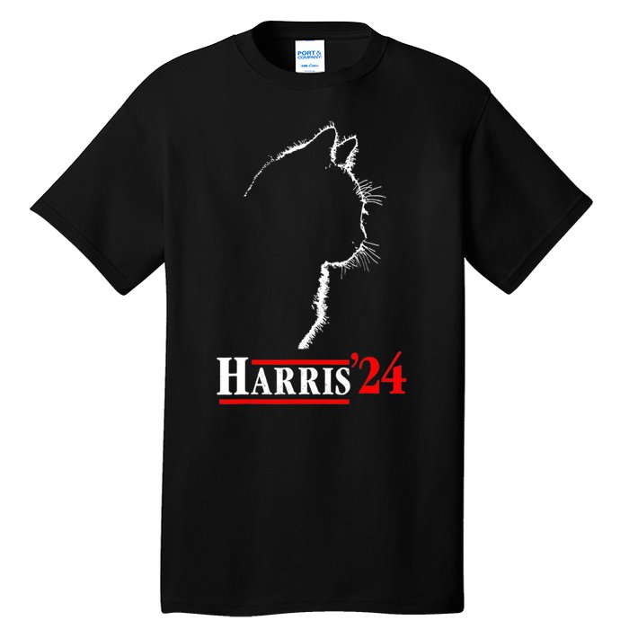 Funny Cat 2024 President Kamala Harris Cat Ladies For Kamala Gift Tall T-Shirt