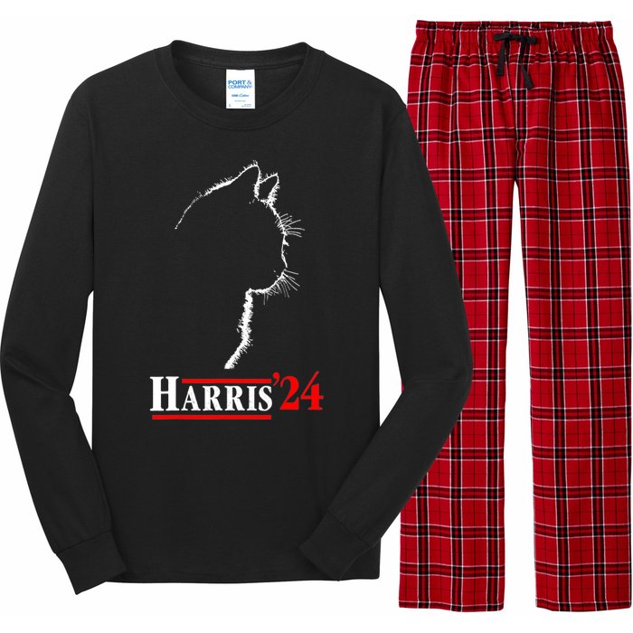 Funny Cat 2024 President Kamala Harris Cat Ladies For Kamala Gift Long Sleeve Pajama Set