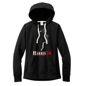 Funny Cat 2024 President Kamala Harris Cat Ladies For Kamala Gift Women's Fleece Hoodie