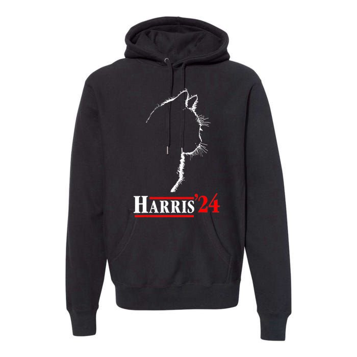 Funny Cat 2024 President Kamala Harris Cat Ladies For Kamala Gift Premium Hoodie