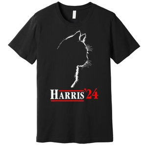 Funny Cat 2024 President Kamala Harris Cat Ladies For Kamala Gift Premium T-Shirt