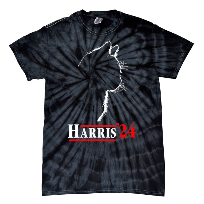 Funny Cat 2024 President Kamala Harris Cat Ladies For Kamala Gift Tie-Dye T-Shirt