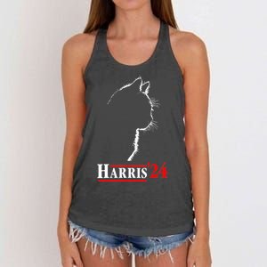 Funny Cat 2024 President Kamala Harris Cat Ladies For Kamala Gift Women's Knotted Racerback Tank