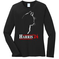 Funny Cat 2024 President Kamala Harris Cat Ladies For Kamala Gift Ladies Long Sleeve Shirt