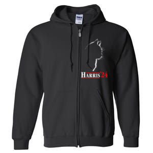 Funny Cat 2024 President Kamala Harris Cat Ladies For Kamala Gift Full Zip Hoodie