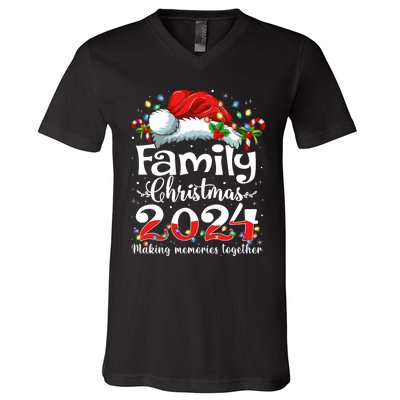 Family Christmas 2024 Matching Squad Santa Elf Funny Xmas V-Neck T-Shirt