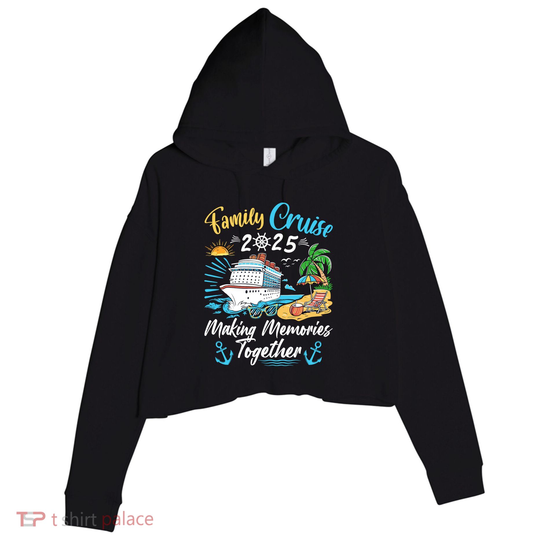 Family Cruise 2025 Family Matching Cruise Vacation Party Crop Fleece Hoodie
