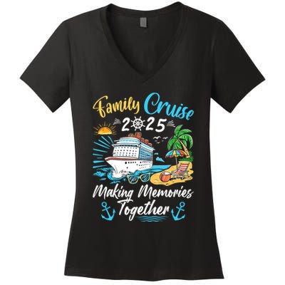 Family Cruise 2025 Family Matching Cruise Vacation Party Women's V-Neck T-Shirt