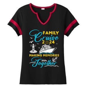 Family Cruise 2024 Making Memories Together Summer Trip Ship Ladies Halftime Notch Neck Tee