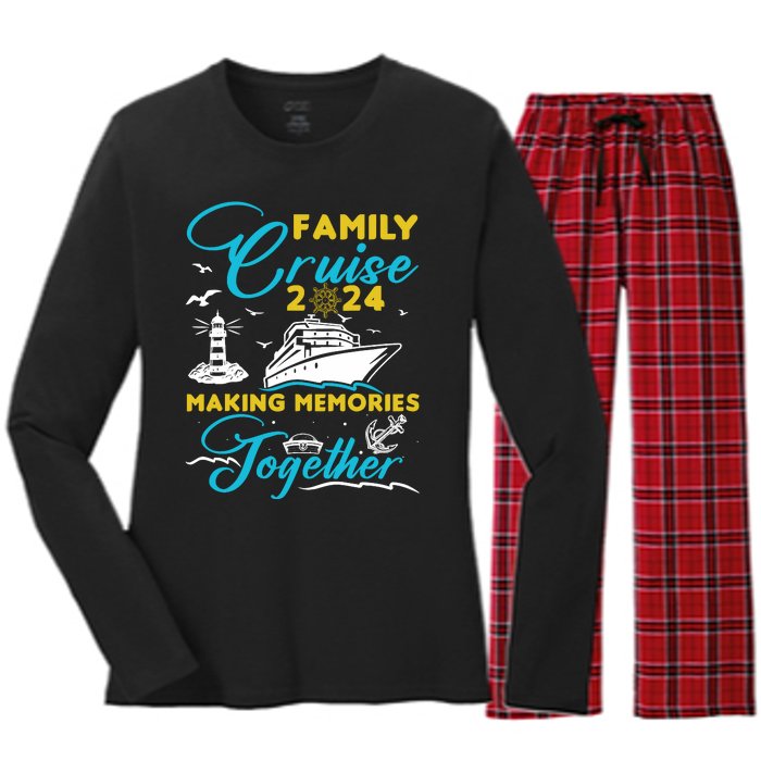 Family Cruise 2024 Making Memories Together Summer Trip Ship Women's Long Sleeve Flannel Pajama Set 