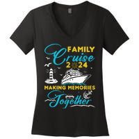 Family Cruise 2024 Making Memories Together Summer Trip Ship Women's V-Neck T-Shirt