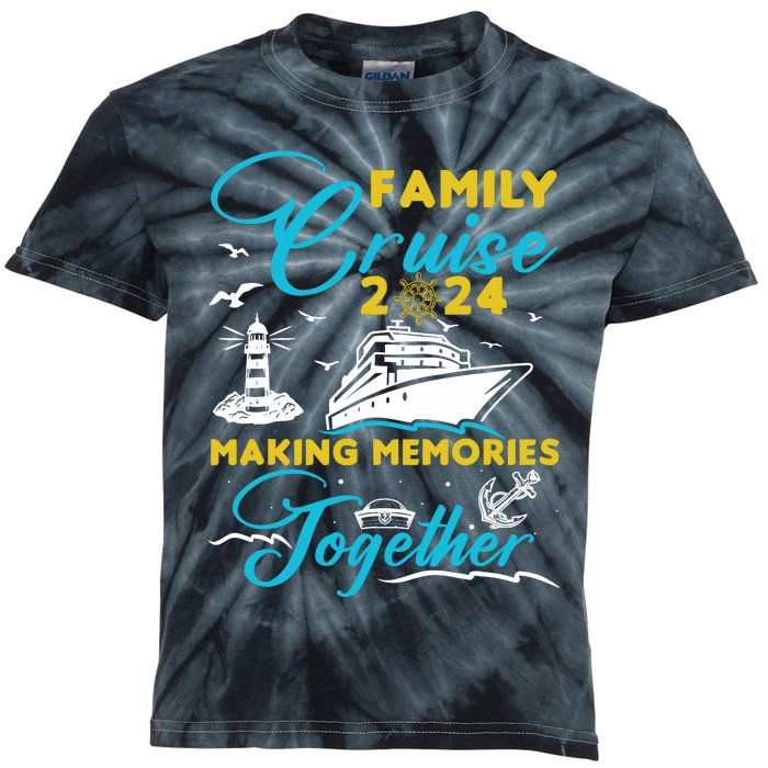 Family Cruise 2024 Making Memories Together Summer Trip Ship Kids Tie-Dye T-Shirt