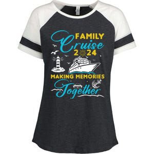 Family Cruise 2024 Making Memories Together Summer Trip Ship Enza Ladies Jersey Colorblock Tee