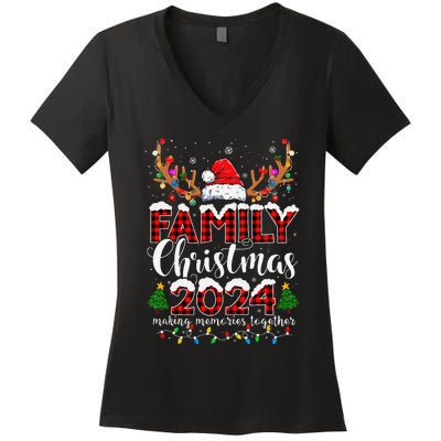 Family Christmas 2024 Matching Outfit Xmas Squad Santa Gift Women's V-Neck T-Shirt