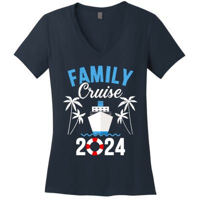 Family Cruise 2024 For Cruising Ship Vacation Women's V-Neck T-Shirt