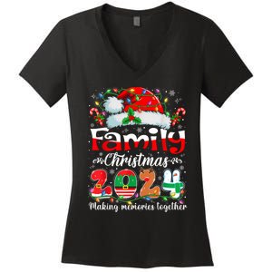 Family Christmas 2024 Matching Outfit Xmas Squad Santa Group Women's V-Neck T-Shirt