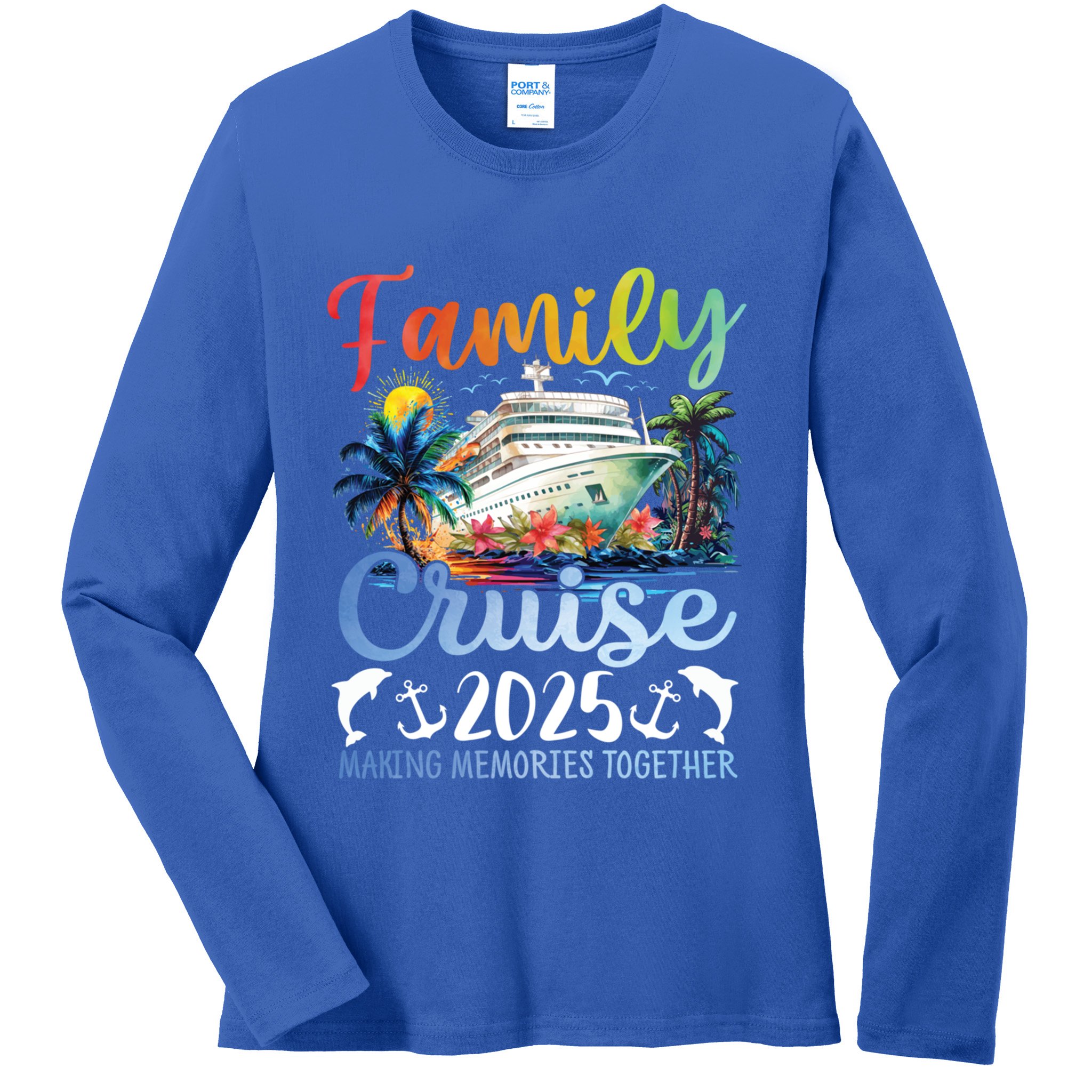 Family Cruise 2025 Family Matching Group Vacation Summer Gift Ladies Long Sleeve Shirt