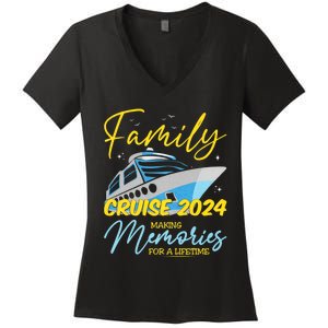 Family Cruise 2024 Sailing Cruising Vacation 2024 Family Vacation Women's V-Neck T-Shirt