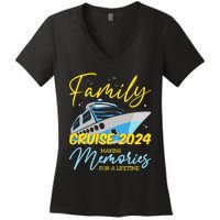 Family Cruise 2024 Sailing Cruising Vacation 2024 Family Vacation Women's V-Neck T-Shirt