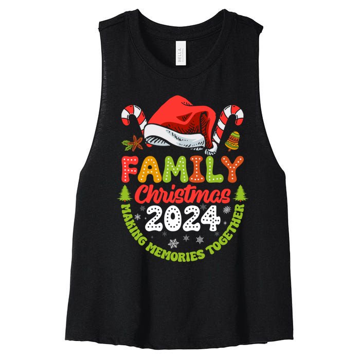 Family Christmas 2024 Matching Outfit Xmas Squad Santa Women's Racerback Cropped Tank