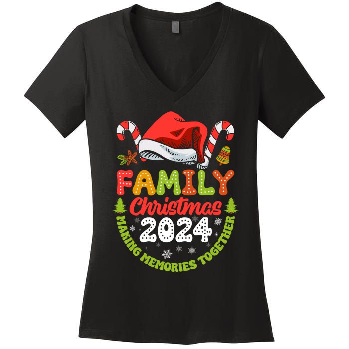 Family Christmas 2024 Matching Outfit Xmas Squad Santa Women's V-Neck T-Shirt