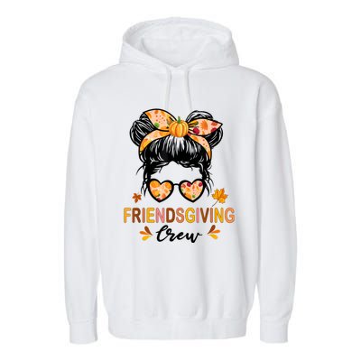 Friendsgiving Crew 2024 Thanksgiving Fall Autumn Messy Bun Garment-Dyed Fleece Hoodie