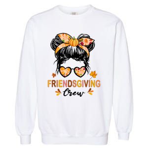 Friendsgiving Crew 2024 Thanksgiving Fall Autumn Messy Bun Garment-Dyed Sweatshirt