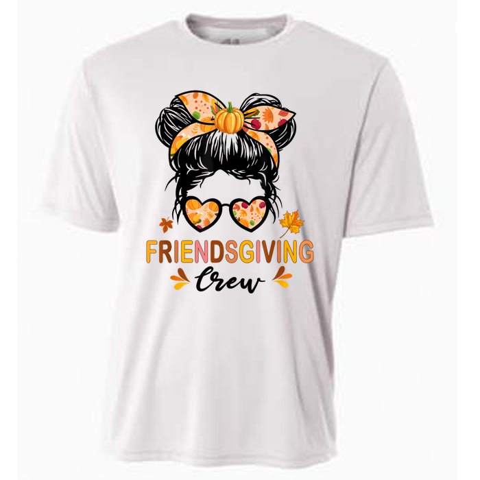 Friendsgiving Crew 2024 Thanksgiving Fall Autumn Messy Bun Cooling Performance Crew T-Shirt