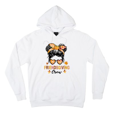 Friendsgiving Crew 2024 Thanksgiving Fall Autumn Messy Bun Hoodie