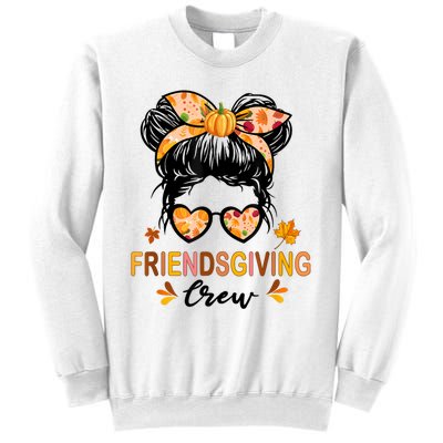 Friendsgiving Crew 2024 Thanksgiving Fall Autumn Messy Bun Sweatshirt